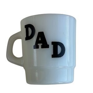 Vintage 70s Milk Glass Dad Coffee Cup